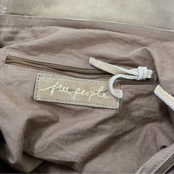 Free People Purse Bag Mojave Messenger Crossbody Leather Suede Tan Beige Boho - Picture 13 of 16